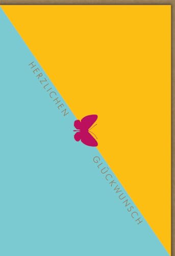 Glückwunschkarte mit Schmetterling-Motiv und Prägedruck, Bunte Gratulationskarte 'Herzlichen Glückwunsch', Hochwertige Papierqualität, Ideal für Geburtstage und Jubiläen - mit Umschlag von Gutsch Verlag