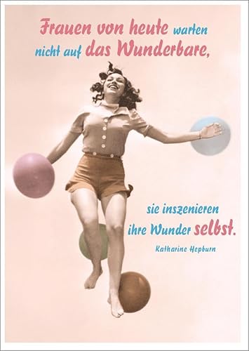 Gutsch Verlag Lustige Postkarte mit Spruch - Frauenpower, Inspirierendes Zitat von Katharine Hepburn im Vintage-Stil, Ideal für Empowerment und Motivation. von Gutsch Verlag