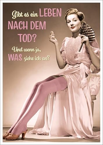 Gutsch Verlag Lustige Postkarte mit Vintage-Dame und Spruch 'Gibt es ein Leben nach dem Tod? Und wenn ja, WAS ziehe ich an?' – Humorvolle Postkarte für Freunde & Familie, Witzige Geschenkidee Gutsch Verlag Lustige Postkarte mit Vintage-Dame und Spruch 'Gibt es ein Leben nach dem Tod? Und wenn ja, WAS ziehe ich an?' – Humorvolle Postkarte für Freunde & Familie, Witzige Geschenkidee von Gutsch Verlag