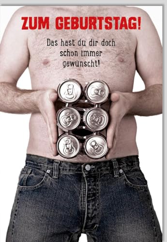 Lustige Geburtstagskarte mit Sixpack-Mann und Bierdosen-Witz: "Das hast du dir doch schon immer gewünscht!" - eine originelle Überraschung für Ihn, inklusive Umschlag. von Gutsch Verlag