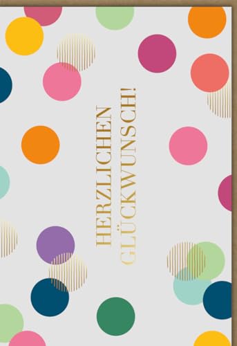 Premium Business Geburtstagskarte mit bunten Punkten und Goldfolienprägung – Elegante Glückwunschkarte 'Herzlichen Glückwunsch!' für Mitarbeiter und Kunden - mit Umschlag von Gutsch Verlag