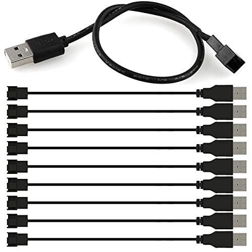 GUUZI 10 Stück USB auf 3-Pin/4-Pin PWM 5V USB Sleeve Lüfter Netzadapterkabel, USB auf 3-Pin/4-Pin Gehäuselüfter Adapteranschlusskabel (USB-3Pin/4Pin-Kabel) von Guuzi
