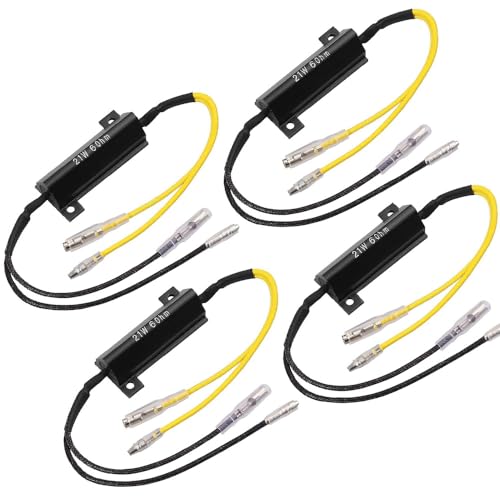 Guuzi 4 STK Y-137 Motorradwiderstand, 12 V Motorradblinker LED-Lastwiderstand Blitzblinker Fehler beheben, Autozubehör LED Blinkerwiderstand Kontrollleuchte Lastwiderstand für Motorrad (21 W 60 Ω) von Guuzi