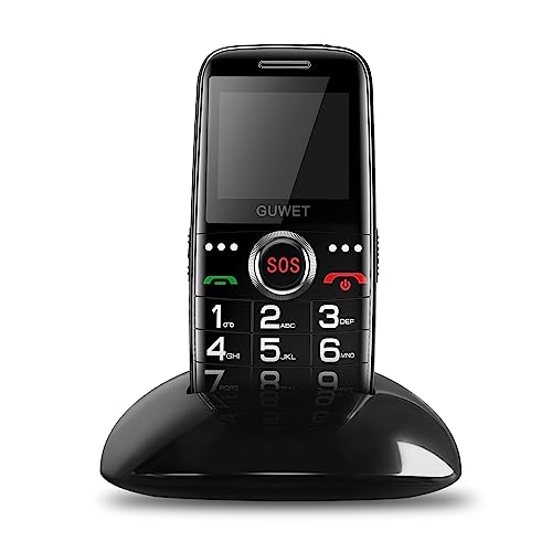 Guwet G938+ Seniorenhandy ohne Vertrag mit großen Tasten | 1800 mAh Akku mit Ladestation | 2G GSM Dual SIM Handy mit Notruftaste | 2.0 Zoll Farbdisplay | USB-C | Taschenlampe (Schwarz) von Guwet