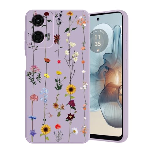 Guxira Handyhülle für Motorola Moto G24 / G04 / E14 Blumen Muster Design Hülle Stoßfest Kratzfest Silikon Case Staubdicht Mädchen Schutzhülle Niedliche Soft Hülle Cover, Blumenrebe von Guxira