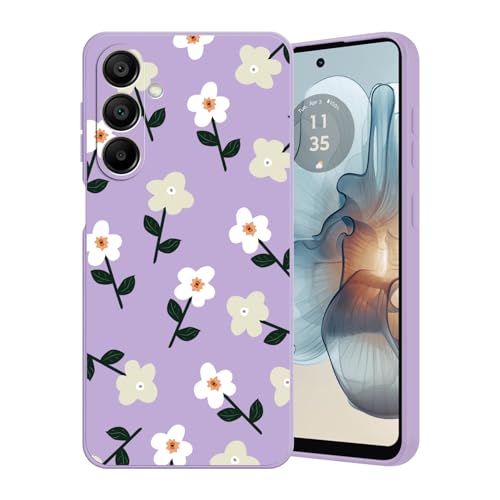 Guxira Handyhülle für Samsung Galaxy A14 5G / 4G Blumen Muster Design Slim Hülle Stoßfest Kratzfest Silikon Case Staubdicht Mädchen Schutzhülle Niedliche Soft Hülle Cover, Grünlich-weiße Blume von Guxira