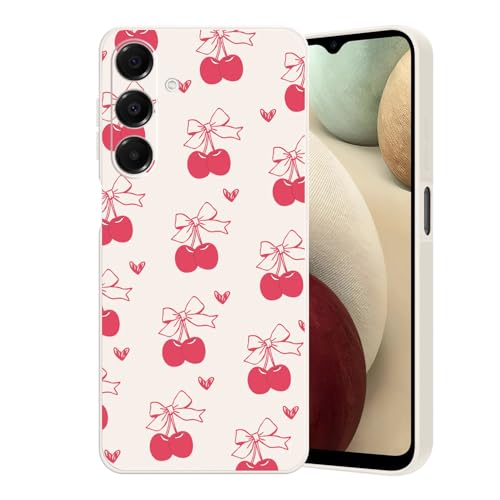Guxira Handyhülle für Samsung Galaxy A16 4G / 5G Blumen Muster Design Hülle Stoßfest Kratzfest Silikon Case Staubdicht Mädchen Schutzhülle Niedliche Soft Hülle Cover, Fliege Kirsche von Guxira