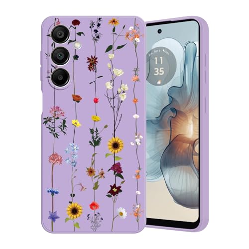 Guxira Handyhülle für Samsung Galaxy A35 5G Blumen Muster Design Slim Hülle Stoßfest Kratzfest Silikon Case Staubdicht Mädchen Schutzhülle Niedliche Soft Hülle Cover, Lila Rebe von Guxira