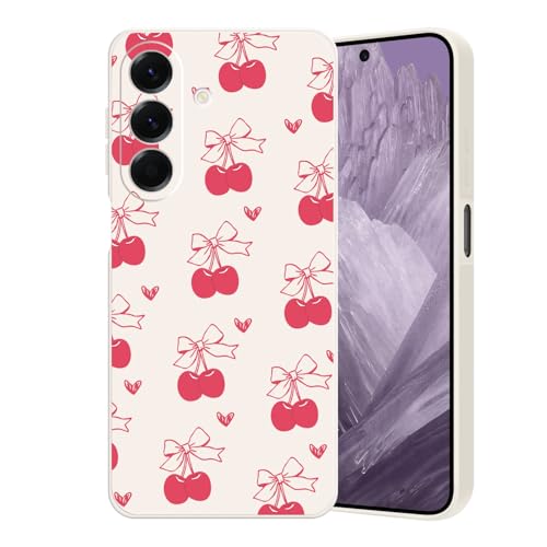 Guxira Handyhülle für Samsung Galaxy A56 5G Blumen Muster Design Hülle Stoßfest Kratzfest Silikon Case Staubdicht Mädchen Schutzhülle Niedliche Soft Hülle Cover, Fliege Kirsche von Guxira