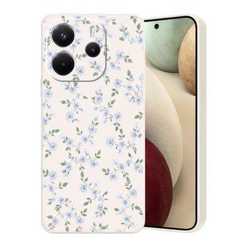 Guxira Handyhülle für Xiaomi Redmi Note 14 5G Blumen Muster Design Hülle Stoßfest Kratzfest Silikon Case Staubdicht Mädchen Schutzhülle Niedliche Soft Hülle Cover, Blaue Rose von Guxira
