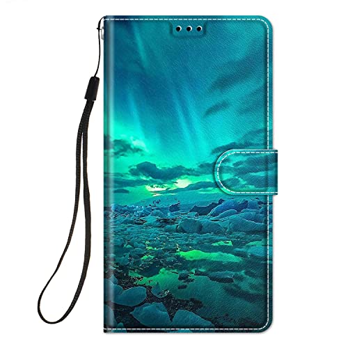 Guxira Hülle Klappbar Leder für Samsung Galaxy A13 4G Handyhülle, Niedliches Muster Motiv Klapphülle Schutzhülle Lederhülle 360 Grad Silikon Cover mit Kartenfachr Stoßfest Flip Case - Licht von Guxira