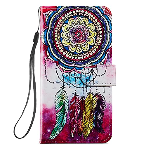 Guxira Hülle Leder für Samsung Galaxy S21 5G Handyhülle, Niedliches Muster Klapphülle Lederhülle mit [360 Grad Stoßfest] [Kartenfachr] Schutzhülle Klappbar Flip Case Cover - Windspiele von Guxira