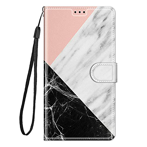 Guxira Hülle Leder für iPhone 11 Handyhülle, Niedliches Muster Motiv Klapphülle Lederhülle mit [360 Grad Stoßfest] [Kartenfachr] Schutzhülle Klappbar Flip Case Cover - Weißer Schwarzer Marmor von Guxira