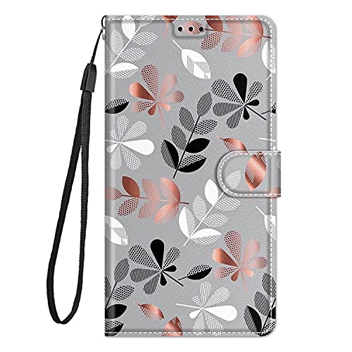 Guxira Hülle Leder für iPhone 6 / 6S Handyhülle, Niedliches Motiv Klapphülle Lederhülle mit [360 Grad Stoßfest] [Kartenfachr] Schutzhülle Klappbar Flip Case Cover - Blätter von Guxira