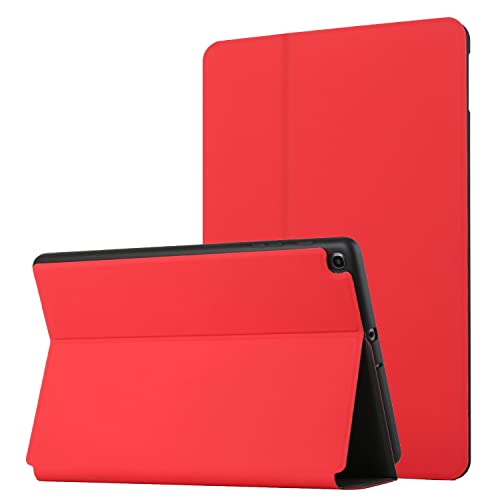 Guxira Klappbar Leder Tablet Hülle für Samsung Galaxy Tab A 10.1 2019 (SM-T510 / T515) Multi-Angle Flip Case Cover Muster Motiv 360 Grad Stoßfeste Schutzhülle - Rot von Guxira