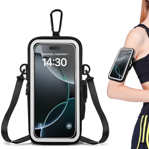 Guzack Laufarmband 17,5 cm (6,9 Zoll), Doppelzweck-Crossbody-Handy-Tasche für iPhone, Samsung Galaxy, Huawei-Handys, schweißfeste Handytasche zum Spazierengehen, Joggen von Guzack