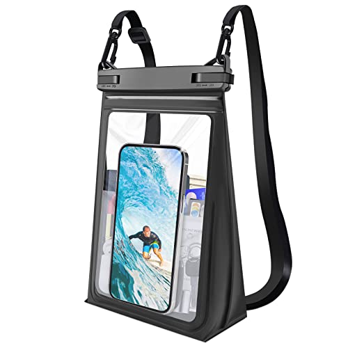 Wasserdichte Handyhülle 8.5 Zoll, Unterwasser Trockene Säcke Handy Wasserschutzhülle für Schwimmen, IPX8 Waterproof Phone Case Kompatibel mit iPhone 14 13 12 11 Pro XS Max XR X Samsung S22 (Schwarz) von Guzack