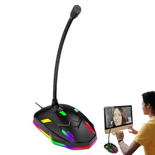 Gvblkq Microphone for PC, Condenser Laptop, USB Conference Microphone, Plug & Play Setup, 360° Adjustable Gooseneck, Noise-Canceling Audio, for Meetings, Streaming, Online Calls, (Black/Green) von Gvblkq