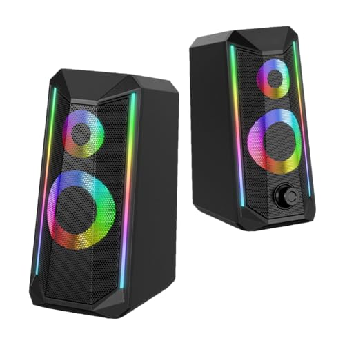 Gvblkq PC Speakers for Desktop, USB RGB Sound System, ABS 2PCS Colorful Speakers, Enhanced Stereo Audio, Easy Volume Control, Plug and Play Setup, for Computer, Laptop, Desk, 17.8x12.2x8.6cm Gvblkq PC Speakers for Desktop, USB RGB Sound System, ABS 2PCS Colorful Speakers, Enhanced Stereo Audio, Easy Volume Control, Plug and Play Setup, for Computer, Laptop, Desk, 17.8x12.2x8.6cm von Gvblkq