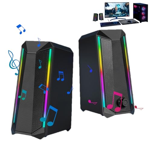 Gvblkq PC Speakers for Desktop, USB RGB Sound System, ABS 2PCS Colorful Speakers, Enhanced Stereo Audio, Easy Volume Control, Plug and Play Setup, for Computer, Laptop, Desk, 17.8x12.2x8.6cm Gvblkq PC Speakers for Desktop, USB RGB Sound System, ABS 2PCS Colorful Speakers, Enhanced Stereo Audio, Easy Volume Control, Plug and Play Setup, for Computer, Laptop, Desk, 17.8x12.2x8.6cm von Gvblkq