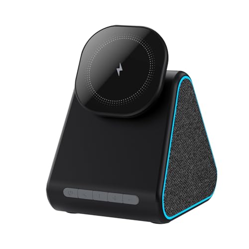 Kabelloses Handy-Ladegerät, Lautsprecher mit HD-Surround-Sound, Schnelllade-Docking-Basis, Schnelllade-Audiostation für Büro, Schlafzimmer, Wohnzimmer, Desktop-Nutzung, 7,9 x 9,1 x 11,6 cm von Gvblkq