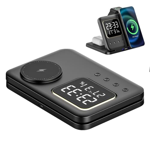 Wecker, kabelloses Ladegerät, Ladestation, LED-Display-Hub, USB-Port-Pad-Ständer, Schnellladung, für Telefon, Tablet, Nachttisch, Desktop, Zuhause, Büro, 17 x 12 x 2,8 cm Wecker, kabelloses Ladegerät, Ladestation, LED-Display-Hub, USB-Port-Pad-Ständer, Schnellladung, für Telefon, Tablet, Nachttisch, Desktop, Zuhause, Büro, 17 x 12 x 2,8 cm von Gvblkq