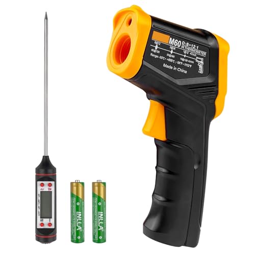Gvolatee Fleischthermometer, Infrarot Thermometer Digitale Laser, Temperaturmessgerät, Infrarotthermometer, IR Temperaturpistole, Pyrometer Berührungslos Ideal für Kochen/Gefrierschrank/Industrie von Gvolatee