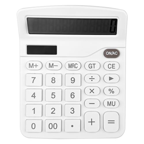 Gvolatee Taschenrechner, Tischrechner mit 12-Stelligem Großem LCD-Display, Mini Taschenrechner Standard Funktion, Tischtaschenrechner mit Großem Tasten, für Büro, Zuhause und Schule, Weiß Gvolatee Taschenrechner, Tischrechner mit 12-Stelligem Großem LCD-Display, Mini Taschenrechner Standard Funktion, Tischtaschenrechner mit Großem Tasten, für Büro, Zuhause und Schule, Weiß von Gvolatee