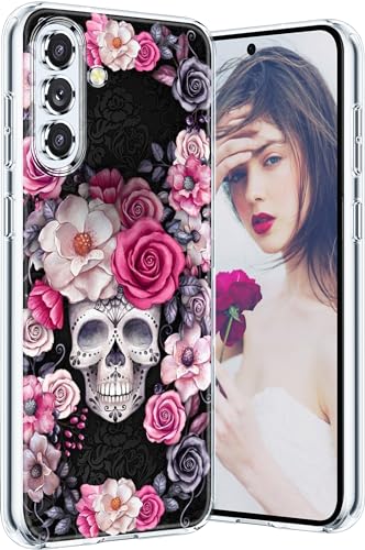 Galaxy A35 Hülle für Samsung Galaxy A35 5G Handyhülle für Frauen und Mädchen, niedliches Totenkopf-Rosen-Design, schlankes Silikon, kratzfest, stoßfest, Schutzhülle für Samsung A35 5G 6,6 Zoll (Blume) von Gxmeuie