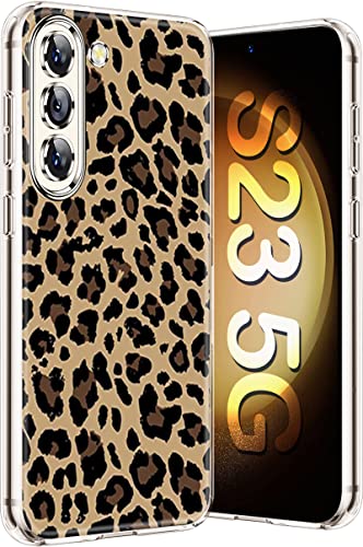 Galaxy S23 Leopard Hülle für Samsung Galaxy S23 5G 6.1 Zoll, Schlanke Handyhülle für Frauen Mädchen, Matte Rückseite Tier Design, Klar Silikon Bumper Kratzfest Schutzhülle für Samsung S23 5G (Braun) von Gxmeuie
