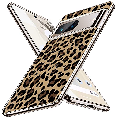 Kompatibel mit Google Pixel 7 Hülle Silikon Klar TPU Niedlich Leopard Rose Blume Muster Cartoons Design Ultra Dünn Anti-Kratzer Hüllen Stoßfest Bumper Cover Case für Google Pixel 7 5G von Gxmeuie