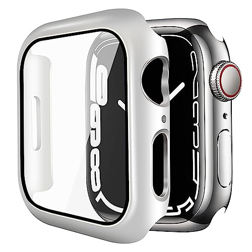 Wasserdichtes Uhrengehäuse, kompatibel mit Apple Watch Serie 8/Serie 7, 41 mm, 45 mm, integrierter Displayschutz aus gehärtetem Glas, für iWatch 7 8, vollständige Abdeckung, Harte PC-Schutzhülle (41 von Gxmeuie