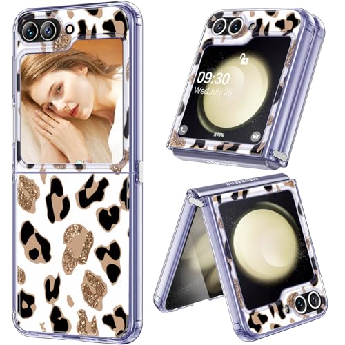 Z Flip 5 Leopard Hülle für Samsung Galaxy Z Flip5 5G Hülle für Frauen, süßes Design, schlankes flexibles Silikon, matte Rückseite, rutschfest, kratzfest, Schutzhülle für Samsung Z Flip 5 5G von Gxmeuie