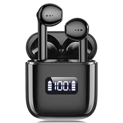 Gxorul Bluetooth Kopfhörer, Bluetooth Sport 5.3 Ohrhörer mit Mikrofon, Tastensteuerung, 30 Stunden Spielzeit mit Ladehülle, LED-Anzeige für iOS Android（Schwarz） von Gxorul