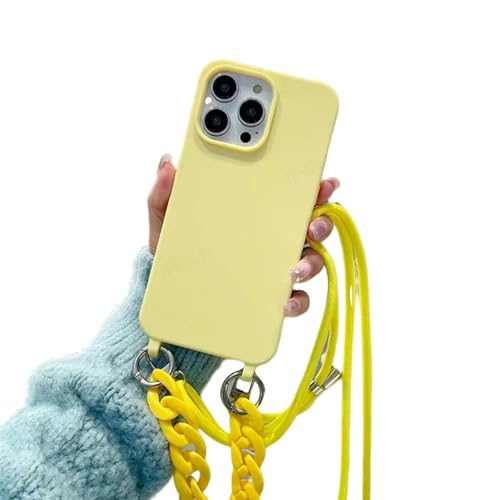 Gyios iPhone Se Hülle Crossbody Halskette Gurt Lanyard Cord Telefon Hülle Für iPhone - Ketten Silikon Weiche Abdeckung-für iPhone 15 Pro Max-gelb von Gyios