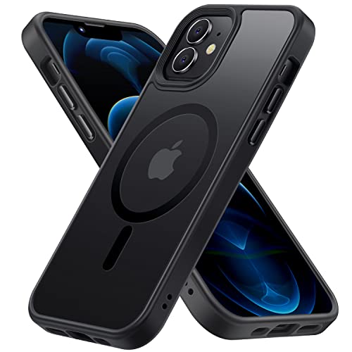 Gyizho Magnetische Schutzhülle für iPhone 12 & iPhone 12 Pro Hülle [3 m Fallgetestet und kompatibel mit MagSafe] Klare matte Rückseite mit Tasten aus Aluminiumlegierung, Anti-Fingerabdruck, kratzfest, von Gyizho