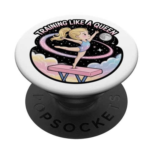 Mädchen Gymnastik Training Like a Queen Balance Beam Gymnast PopSockets Klebender PopGrip Mädchen Gymnastik Training Like a Queen Balance Beam Gymnast PopSockets Klebender PopGrip von Gymnastics Tees NYC