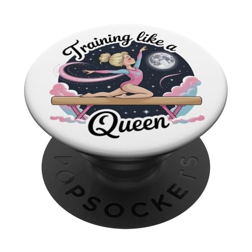 Mädchen Gymnastik Training Like a Queen Balance Beam Gymnast PopSockets Klebender PopGrip Mädchen Gymnastik Training Like a Queen Balance Beam Gymnast PopSockets Klebender PopGrip von Gymnastics Tees NYC
