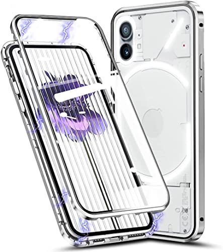 Gypsophilaa Handyhülle für Nothing Phone (1) Hülle Magnetisch Adsorption, Schutzhülle 360 Grad Komplett Schutz Hülle 2 in 1 Metall Bumper mit Doppelte Seiten Gehärtetes Glas Schutz Cover, von Gypsophilaa