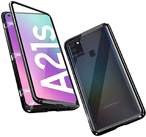 Gypsophilaa Handyhülle für Samsung Galaxy A21s Hülle Magnetisch Adsorption, Schutzhülle 360 Grad Komplett Schutz Hülle 2 in 1 Metall Bumper mit Doppelte Seiten Gehärtetes Glas Schutz Cover von Gypsophilaa