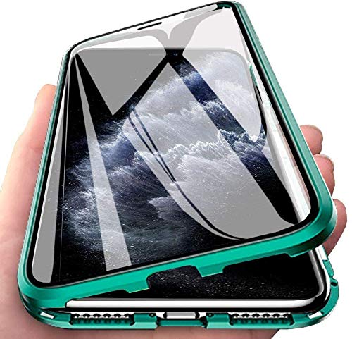 Hülle für Samsung Galaxy A70, Magnetische Adsorption Metall Stoßstange Flip Cover mit 360 Grad Schutz Doppelte Seiten Transparent Gehärtetes Glas Handyhülle für Samsung Galaxy A70 von Gypsophilaa