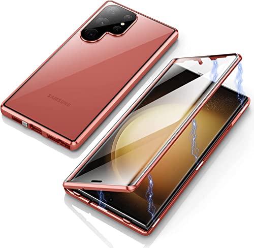 Hülle für Samsung Galaxy S23 Ultra 5G, Magnetische Metallrahmen Handyhülle 360 Grad Full Body Vorne hinten Gehärtetes Glas Schutzhülle Einteiliges Ultra Dünn Flip Transparente Cover Hülle für Samsung Galaxy S23 Ultra 5G, Magnetische Metallrahmen Handyhülle 360 Grad Full Body Vorne hinten Gehärtetes Glas Schutzhülle Einteiliges Ultra Dünn Flip Transparente Cover von Gypsophilaa