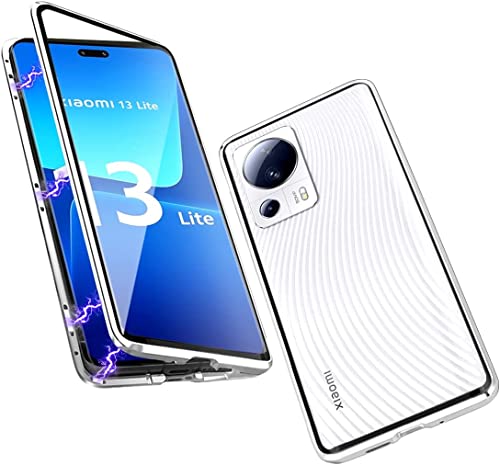 Hülle für Xiaomi 13 Lite, Magnetische Metallrahmen Handyhülle 360 Grad Full Body Vorne hinten Gehärtetes Glas Schutzhülle Einteiliges Ultra Dünn Flip Transparente Cover von Gypsophilaa
