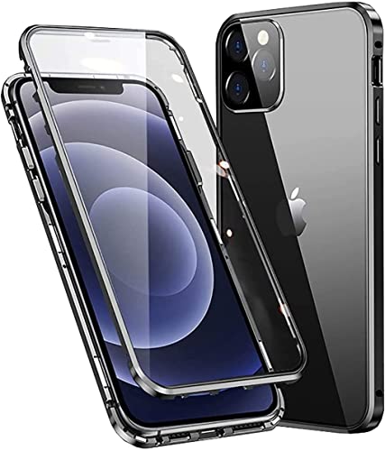 Hülle für iPhone 14, Magnetische Metallrahmen Handyhülle 360 Grad Full Body Vorne hinten Gehärtetes Glas Schutzhülle Einteiliges Ultra Dünn Flip Transparente Cover von Gypsophilaa