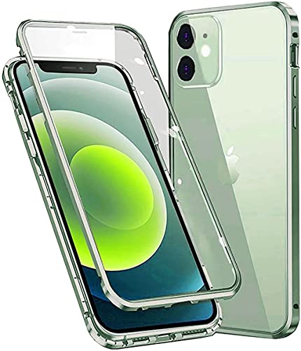 Hülle für iPhone 15, Magnetische Metallrahmen Handyhülle 360 Grad Full Body Vorne hinten Gehärtetes Glas Schutzhülle Einteiliges Ultra Dünn Flip Transparente Cover von Gypsophilaa