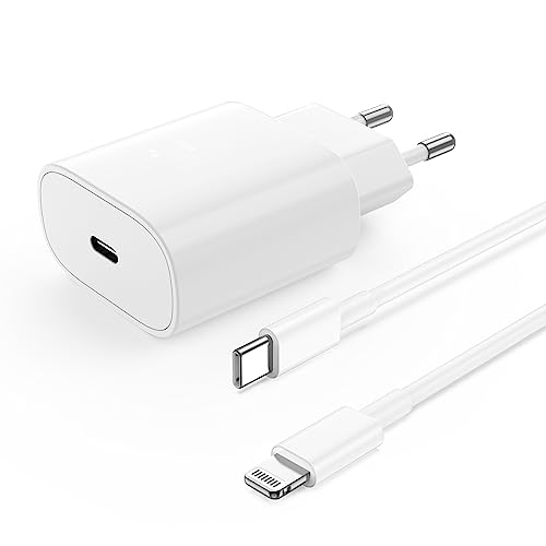 USB C Ladegerät, 25W iPhone Schnellladegerät mit Ladekabel 2m, USB C Netzteil Stecker Adapter Netzstecker Schnellladekabel Fast Charger für iPhone 14/13/12/11/Plus/Pro/Pro Max/SE/iPhone Mini von Gyusity