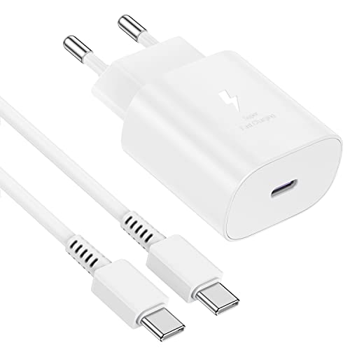 USB C Ladegerät, Schnellladegerät 25w mit 2M Kabel, Ladekabel mit Netzteil,Typ C Schnellladegerät, Fast Charger für Samsung Galaxy S23/S22/S21/S20,Ultra, A53 5g,A51,A52,iPhone 15/Pro/Pro Max(Weiß) von Gyusity