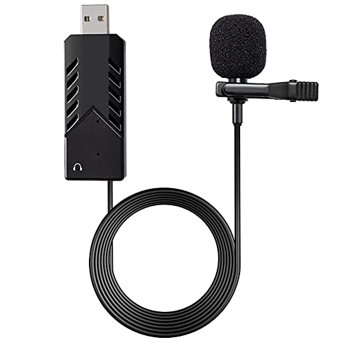 Gyvazla USB Mikrofon, Omnidirektionaler Kondensator Lavalier Clip On Mic Computer mikrofon mit Nierencharakteristik Plug and Play USB-Mikrofon mit Soundkarte für PC von Gyvazla