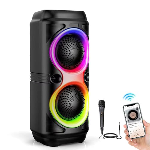 Gziztx Tragbarer Lautsprecher RGB Subwoofer Mit Stereo-Sound, LED Boombox, Musikbox, Mikrofon, TWS Bluetooth 5.0 Party-Soundsystem für Reisen, Zuhause Gziztx Tragbarer Lautsprecher RGB Subwoofer Mit Stereo-Sound, LED Boombox, Musikbox, Mikrofon, TWS Bluetooth 5.0 Party-Soundsystem für Reisen, Zuhause von Gziztx
