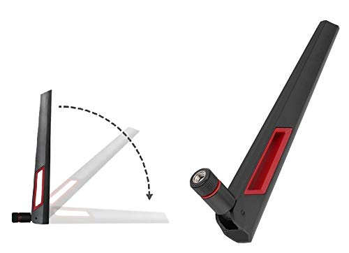 Dualband 2.4G 5G (e.g. IEEE802.11 ax/ac) 10dBi Antenna 90° Foldable SMA-J(Male) Suitable for WiFi Router/Access Point Red&Black von H-2